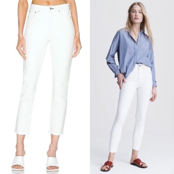 RAG & BONE High Waist Skinny Jeans Cropped Ankle Slit Stretch Cigarette Pant 28 - Picture 3 of 12